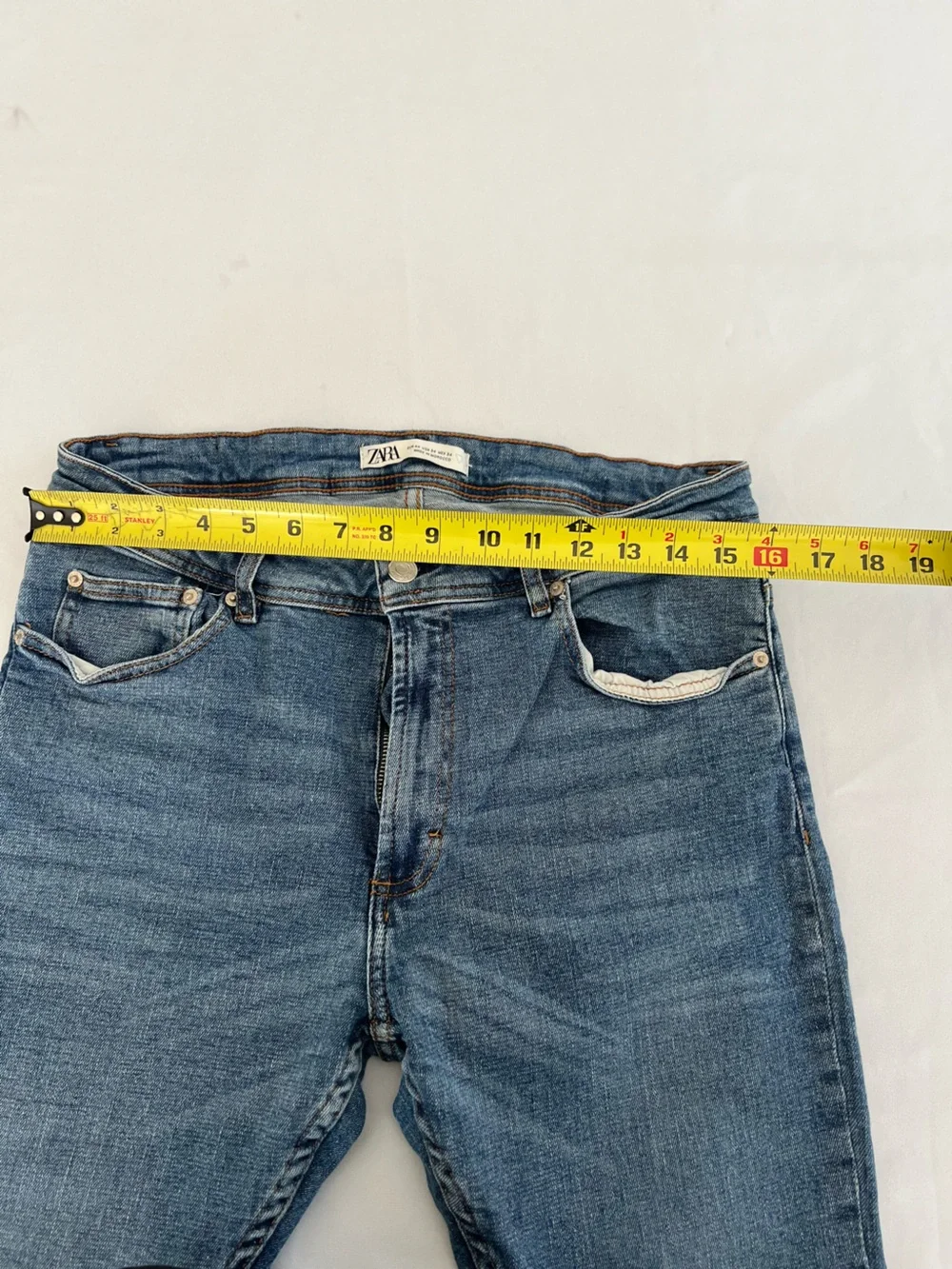 Zara Light Blue Denim Jeans with Brown Stitching